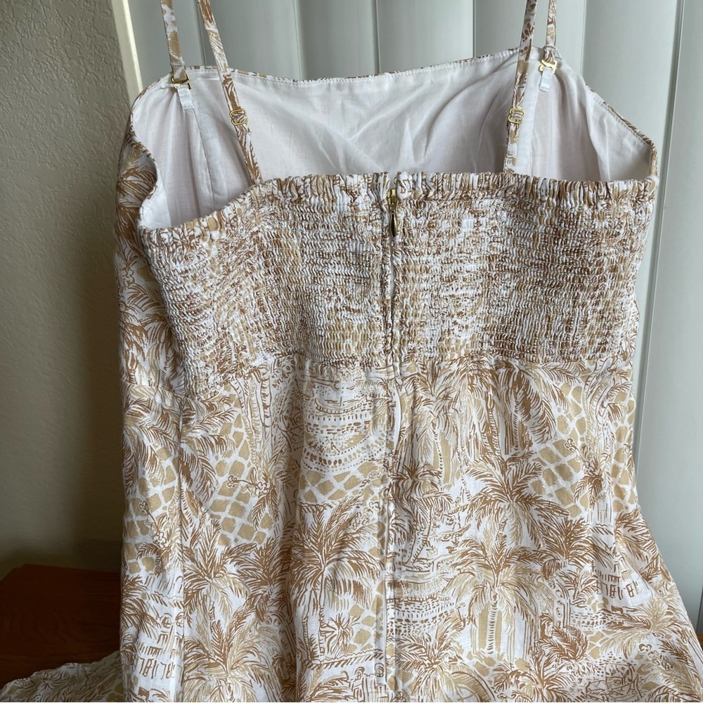 Lilly Pulitzer Jorgian Linen Midi Dress Palm Beach Paradise Size 12 - Picture 12 of 13